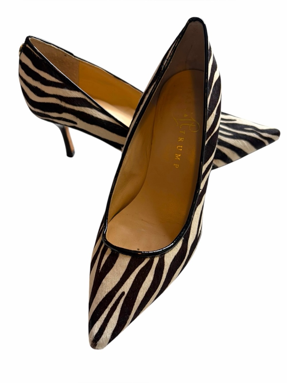 Ivanka Trump Carra Zebra Pumps Size 6.5M Calf Hair Pointed Toe Kitten Heels